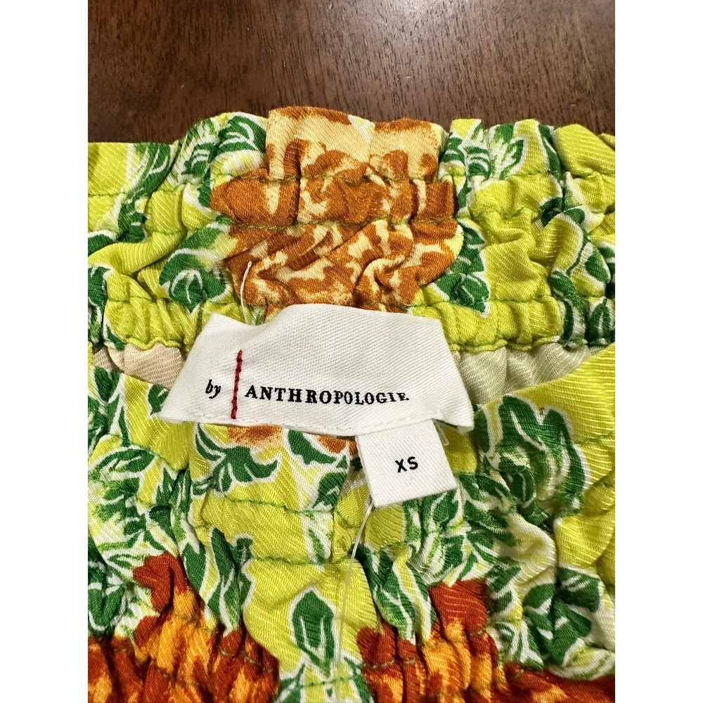 Anthropologie Floral Scarf Print Wide Leg Pants Smocked Waist Multi XS New - Picture 4 of 9